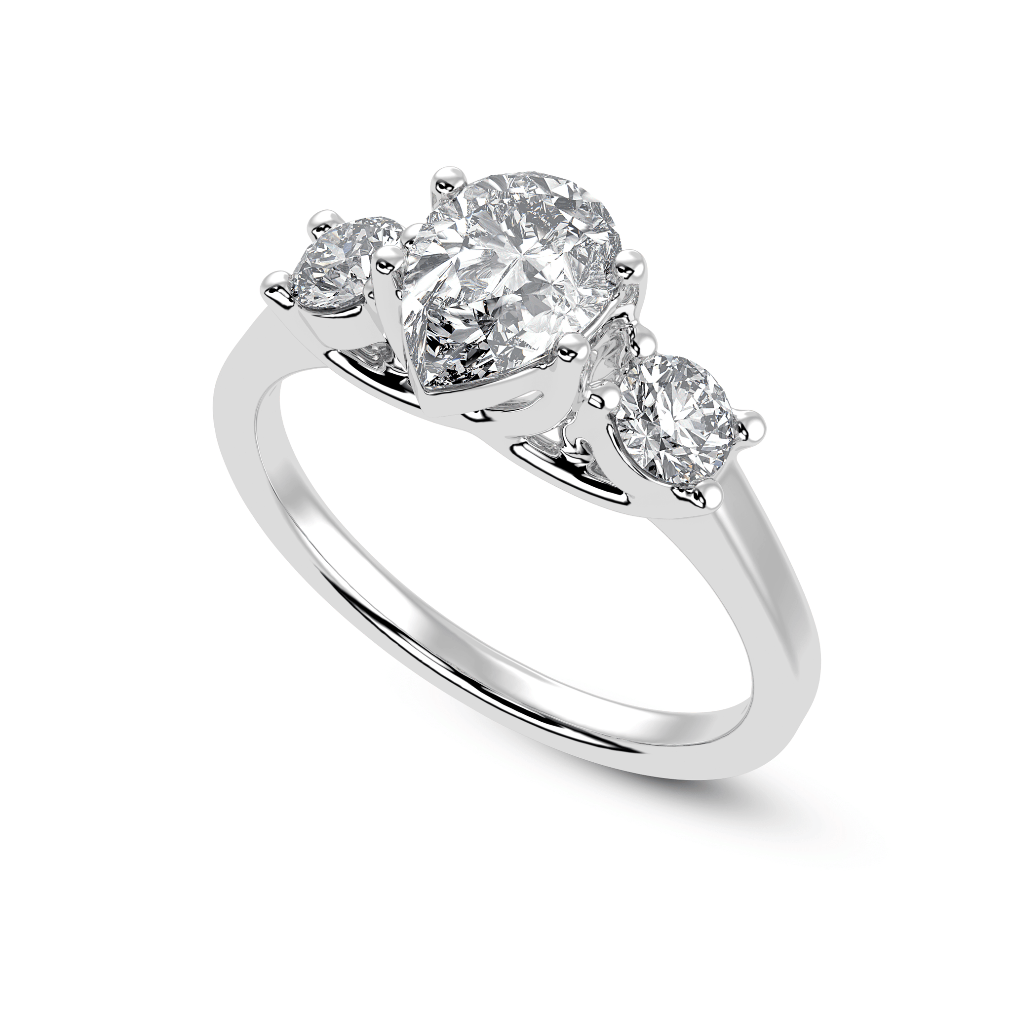 Jewelove™ Rings I VS / Women's Band only 30-Pointer Pear Cut Solitaire Diamond Accents Platinum Ring JL PT 1235