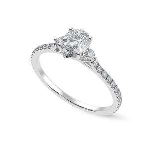 Jewelove™ Rings I VS / Women's Band only 30-Pointer Pear Cut Solitaire Diamond Accents Shank Platinum Ring JL PT 1245