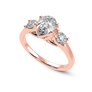 Jewelove™ Rings Women's Band only / VS I 30-Pointer Pear Cut Solitaire Diamond Accents18K Rose Gold Ring JL AU 1235R