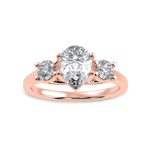 Jewelove™ Rings Women's Band only / VS I 30-Pointer Pear Cut Solitaire Diamond Accents18K Rose Gold Ring JL AU 1235R