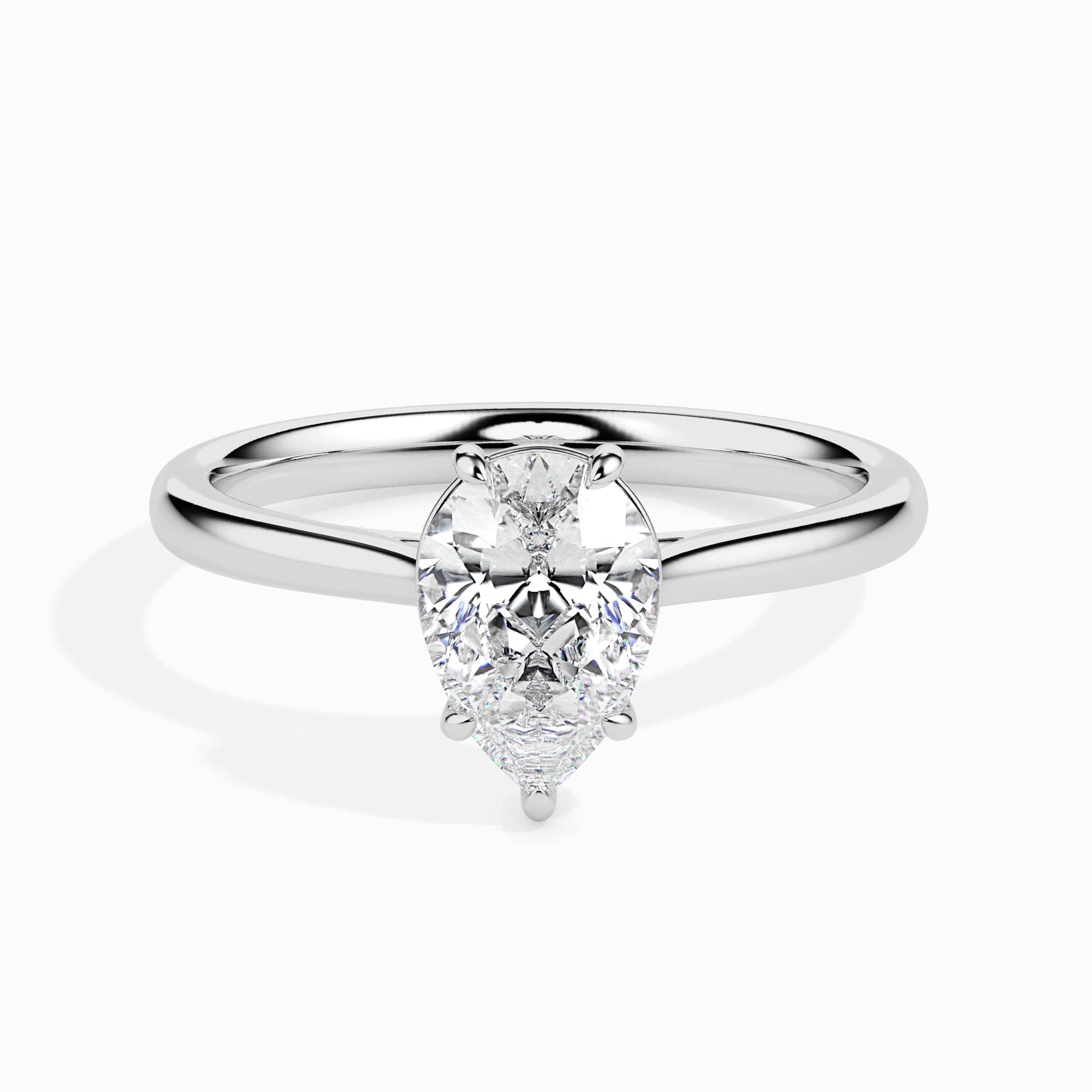 Jewelove™ Rings I VS / Women's Band only 30-Pointer Pear Cut Solitaire Diamond Platinum Ring JL PT 19010