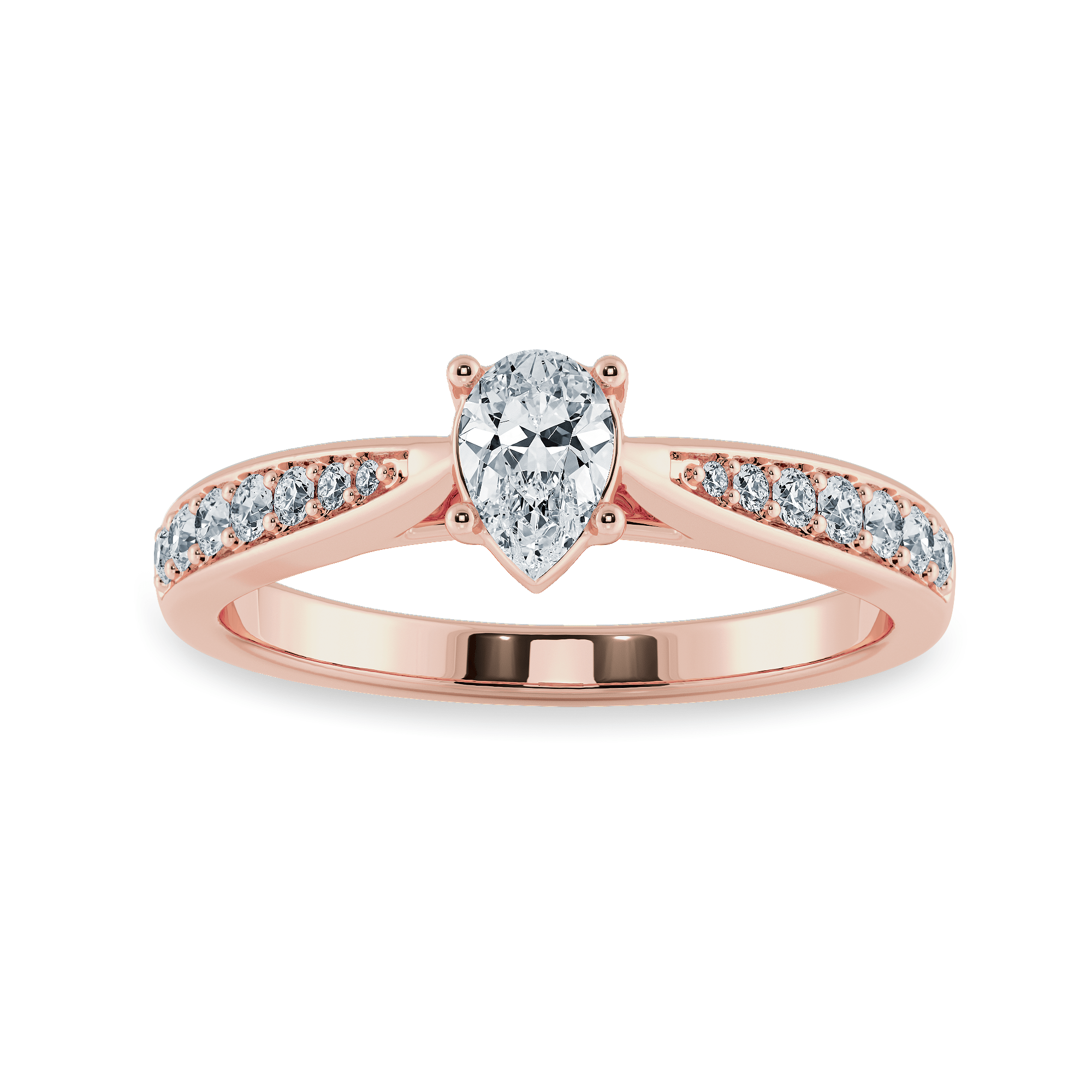 Jewelove™ Rings Women's Band only / VS I 30-Pointer Pear Cut Solitaire Diamond Shank 18K Rose Gold Ring JL AU 1284R