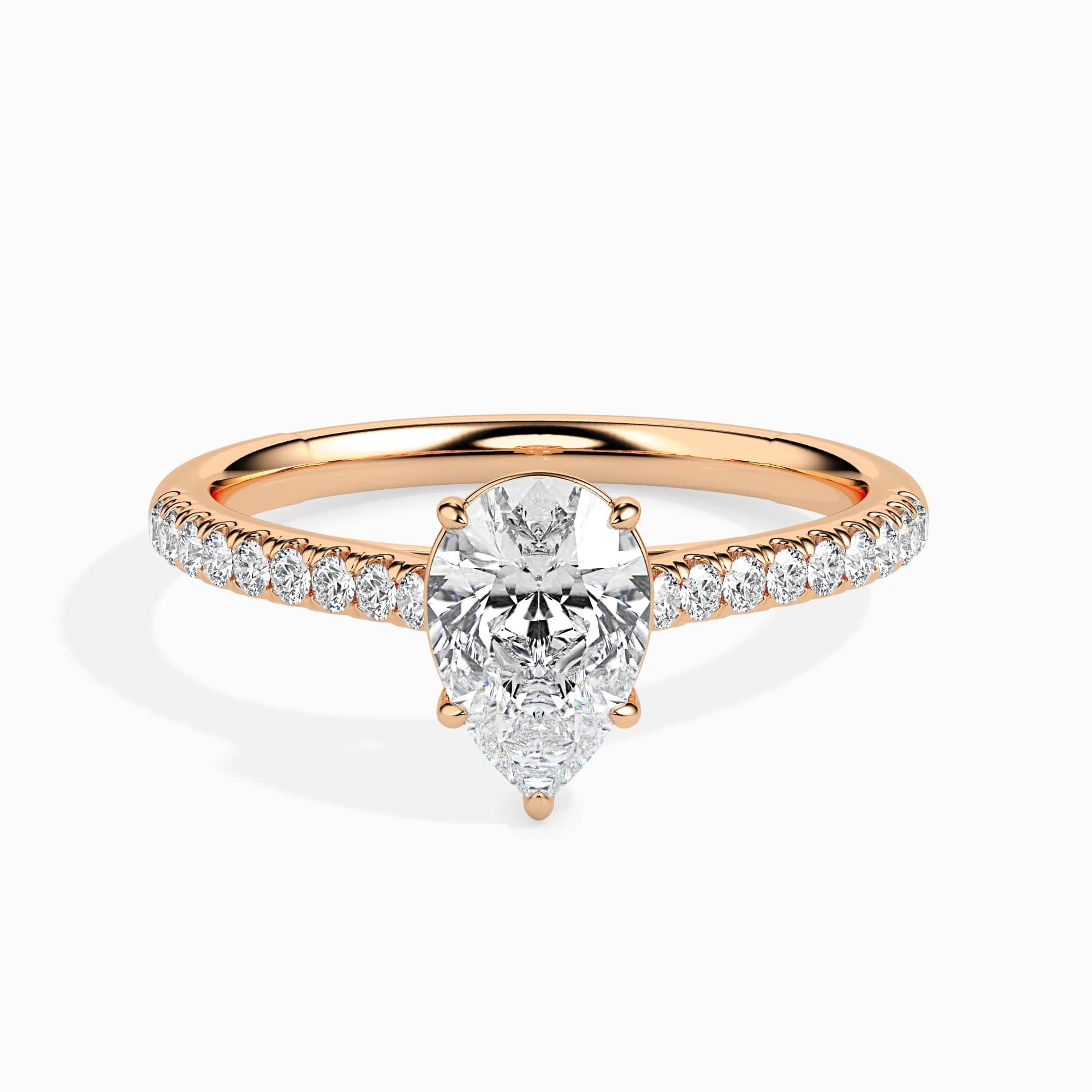 Jewelove™ Rings Women's Band only / VS I 30-Pointer Pear Cut Solitaire Diamond Shank 18K Rose Gold Ring JL AU 19020R