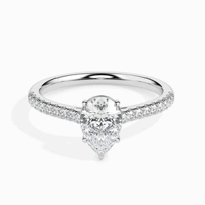 Jewelove™ Rings I VS / Women's Band only 30-Pointer Pear Cut Solitaire Diamond Shank Platinum Ring JL PT 19020