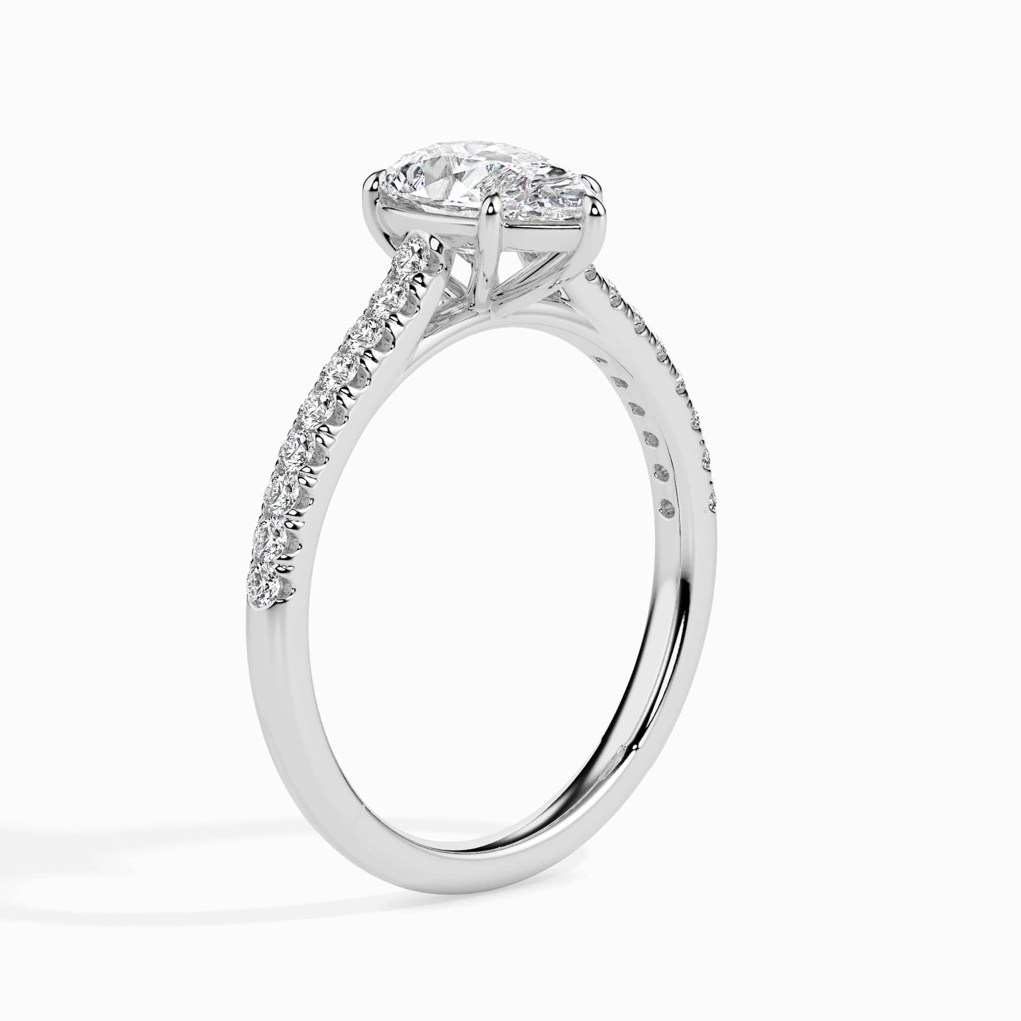 Jewelove™ Rings I VS / Women's Band only 30-Pointer Pear Cut Solitaire Diamond Shank Platinum Ring JL PT 19020