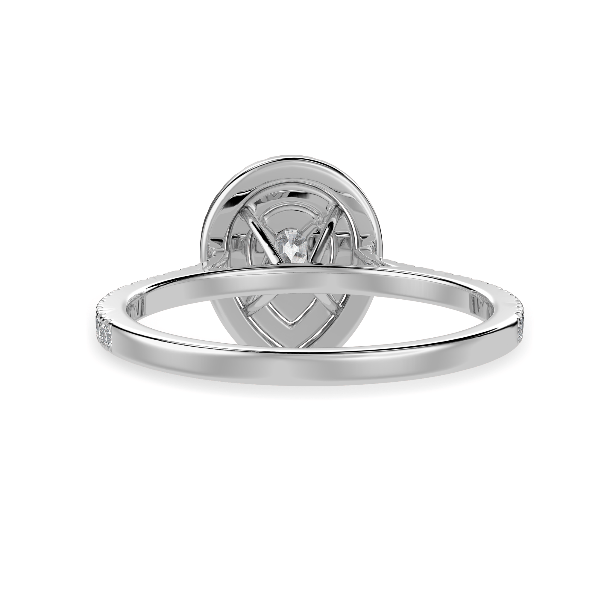 Jewelove™ Rings I VS / Women's Band only 30-Pointer Pear Cut Solitaire Double Halo Diamond Shank Platinum Ring JL PT 1300