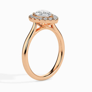 Jewelove™ Rings Women's Band only / VS I 30-Pointer Pear Cut Solitaire Halo Diamond 18K Rose Gold Ring JL AU 19030R