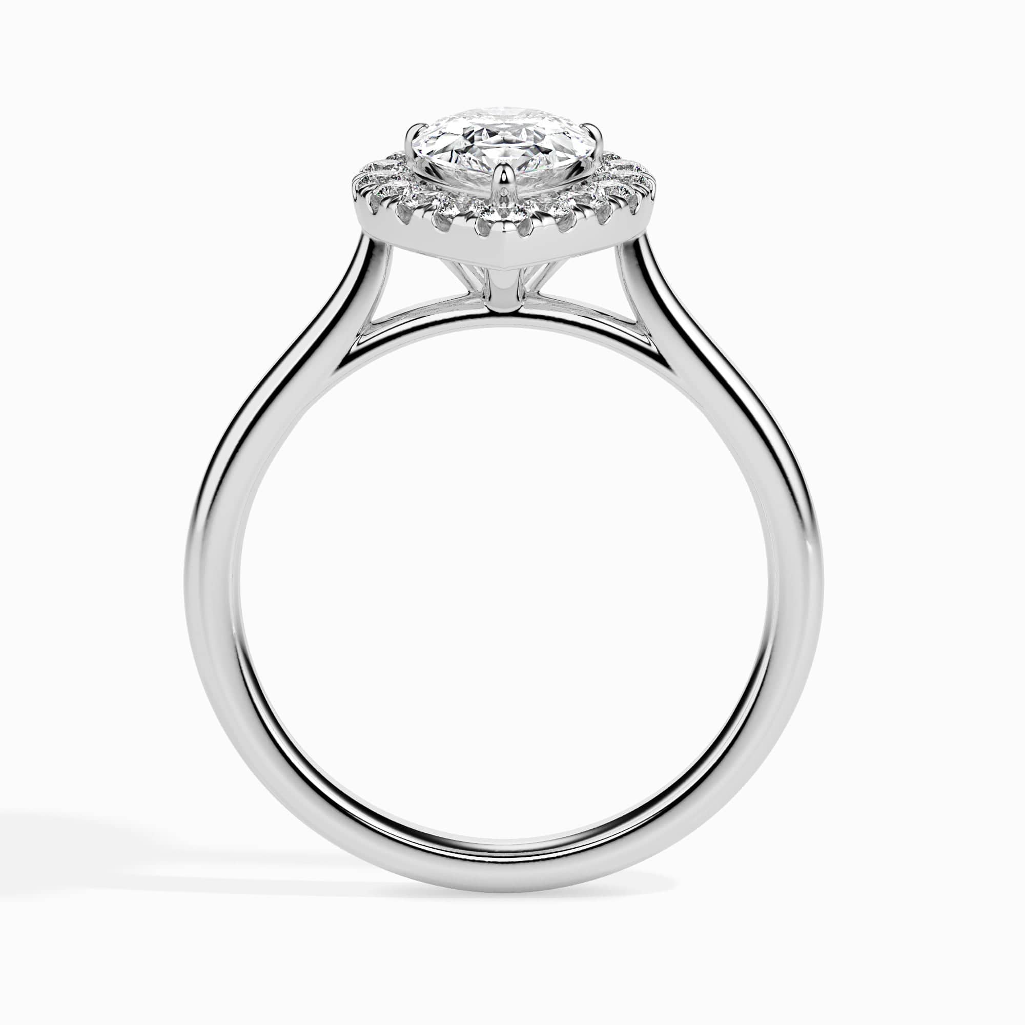 Jewelove™ Rings I VS / Women's Band only 30-Pointer Pear Cut Solitaire Halo Diamond Platinum Ring JL PT 19030