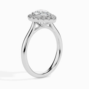 Jewelove™ Rings I VS / Women's Band only 30-Pointer Pear Cut Solitaire Halo Diamond Platinum Ring JL PT 19030