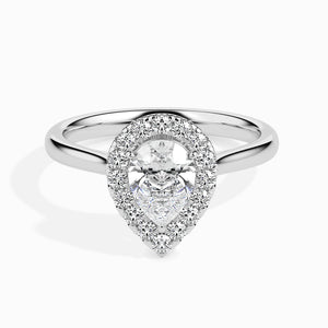 Jewelove™ Rings I VS / Women's Band only 30-Pointer Pear Cut Solitaire Halo Diamond Platinum Ring JL PT 19030