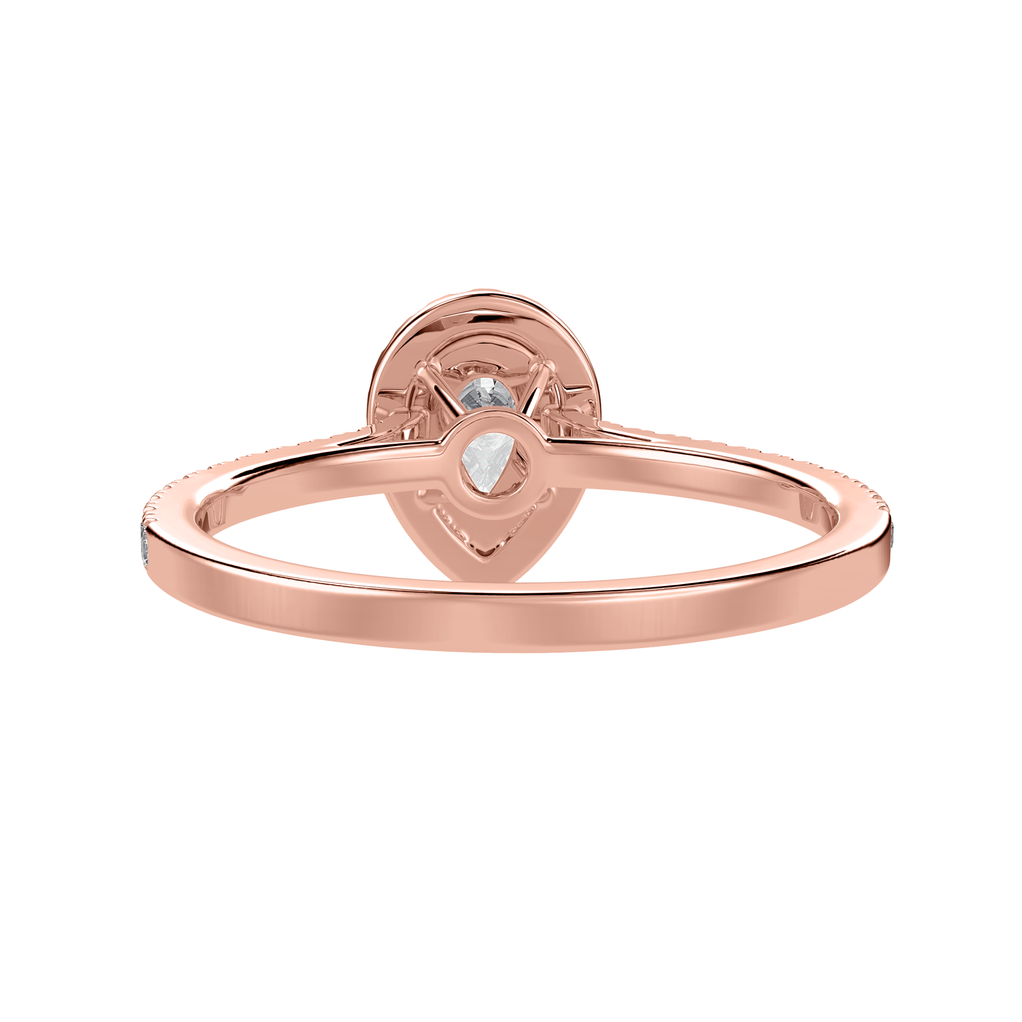 Jewelove™ Rings Women's Band only / VS I 30-Pointer Pear Cut Solitaire Halo Diamond Shank 18K Rose Gold Ring JL AU 1292R