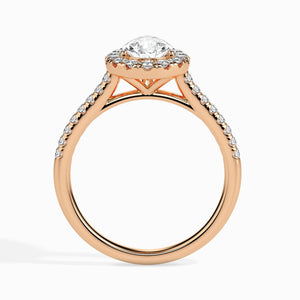 Jewelove™ Rings Women's Band only / VS I 30-Pointer Pear Cut Solitaire Halo Diamond Shank 18K Rose Gold Ring JL AU 19040R