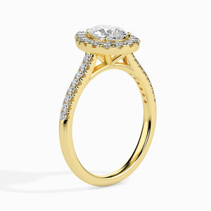 Jewelove™ Rings Women's Band only / VS I 30-Pointer Pear Cut Solitaire Halo Diamond Shank 18K Yellow Gold Ring JL AU 19040Y