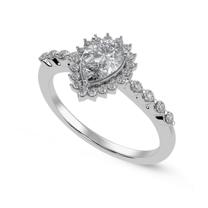 Jewelove™ Rings I VS / Women's Band only 30-Pointer Pear Cut Solitaire Halo Diamond Shank Platinum Ring JL PT 1253