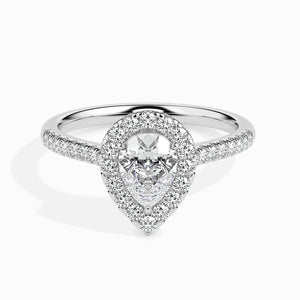 Jewelove™ Rings I VS / Women's Band only 30-Pointer Pear Cut Solitaire Halo Diamond Shank Platinum Ring JL PT 19040