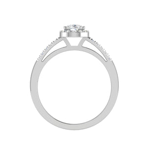 Jewelove™ Rings I VS / Women's Band only 30-Pointer Pear Cut Solitaire Halo Diamond Shank Platinum Ring JL PT SF1749