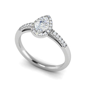 Jewelove™ Rings I VS / Women's Band only 30-Pointer Pear Cut Solitaire Halo Diamond Shank Platinum Ring JL PT SF1749