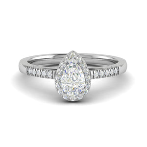 Jewelove™ Rings I VS / Women's Band only 30-Pointer Pear Cut Solitaire Halo Diamond Shank Platinum Ring JL PT SF1749