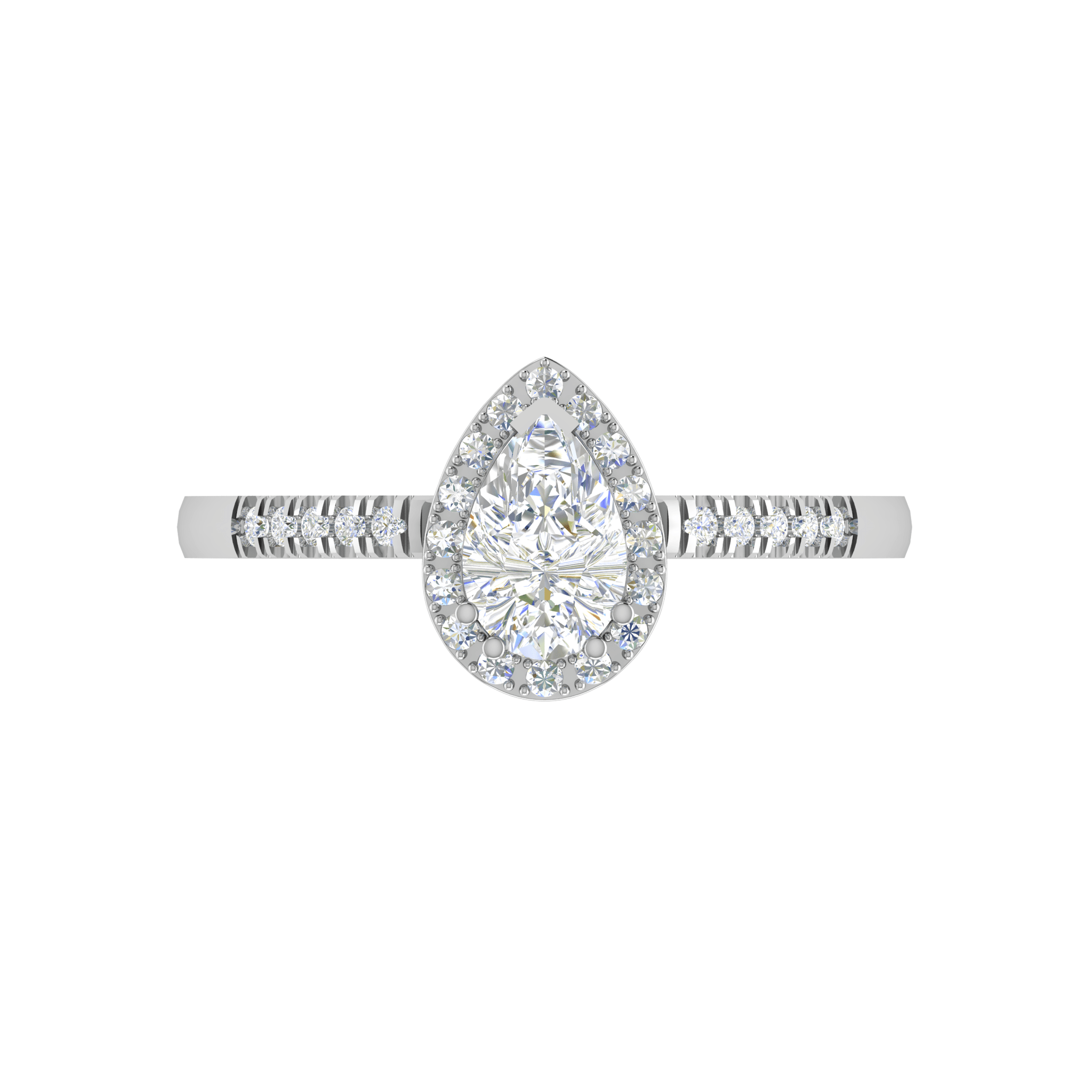 Jewelove™ Rings I VS / Women's Band only 30-Pointer Pear Cut Solitaire Halo Diamond Shank Platinum Ring JL PT SF1749