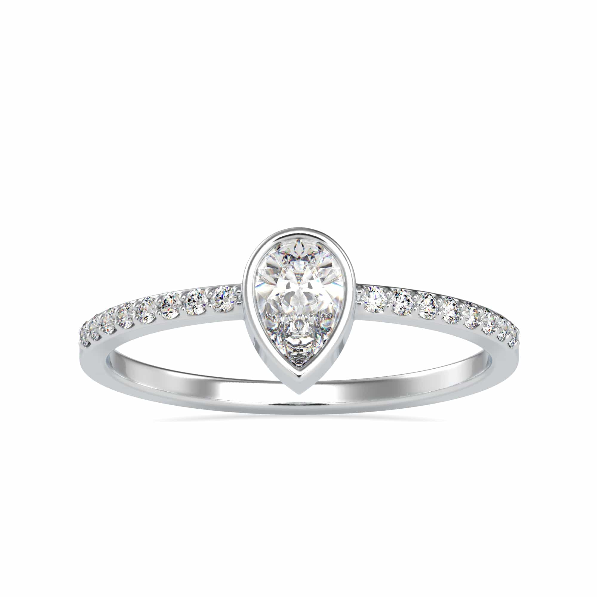 Jewelove™ Rings VS I / Women's Band only 30-Pointer Pear Cut Solitaire Platinum Diamond Shank Ring JL PT 0679