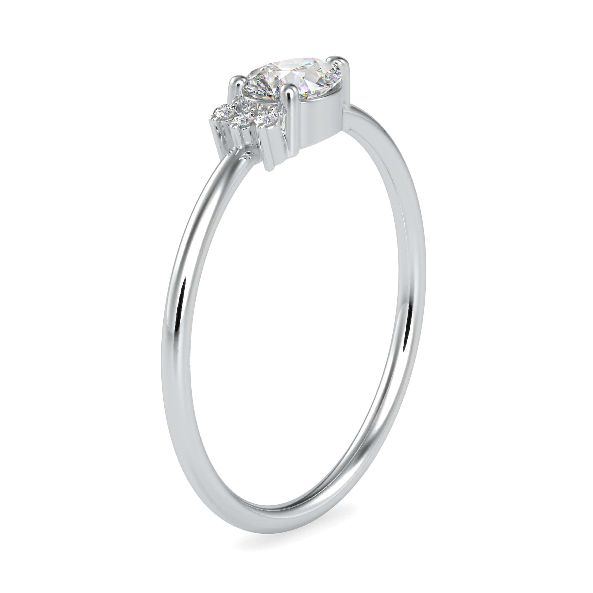 Jewelove™ Rings VS I / Women's Band only 30-Pointer Pear cut Solitaire Platinum Ring with Round Brilliant Cut Diamond JL PT 0675