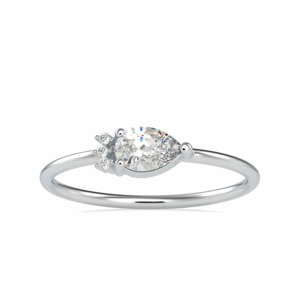 Jewelove™ Rings VS I / Women's Band only 30-Pointer Pear cut Solitaire Platinum Ring with Round Brilliant Cut Diamond JL PT 0675