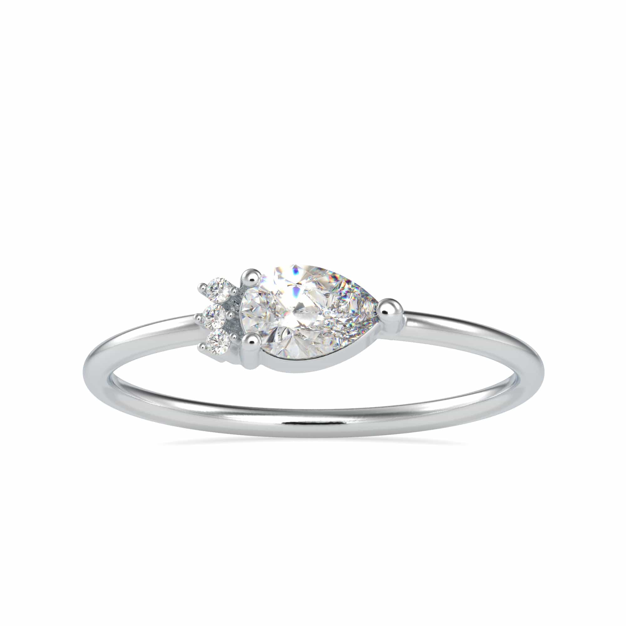 Jewelove™ Rings VS I / Women's Band only 30-Pointer Pear cut Solitaire Platinum Ring with Round Brilliant Cut Diamond JL PT 0675