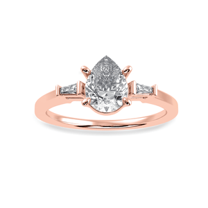 Jewelove™ Rings Women's Band only / VS I 30-Pointer Pear Cut Solitaire with Baguette Diamond Accents 18K Rose Gold Ring JL AU 1227R