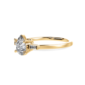 Jewelove™ Rings Women's Band only / VS I 30-Pointer Pear Cut Solitaire with Baguette Diamond Accents 18K Yellow Gold Ring JL AU 1227Y