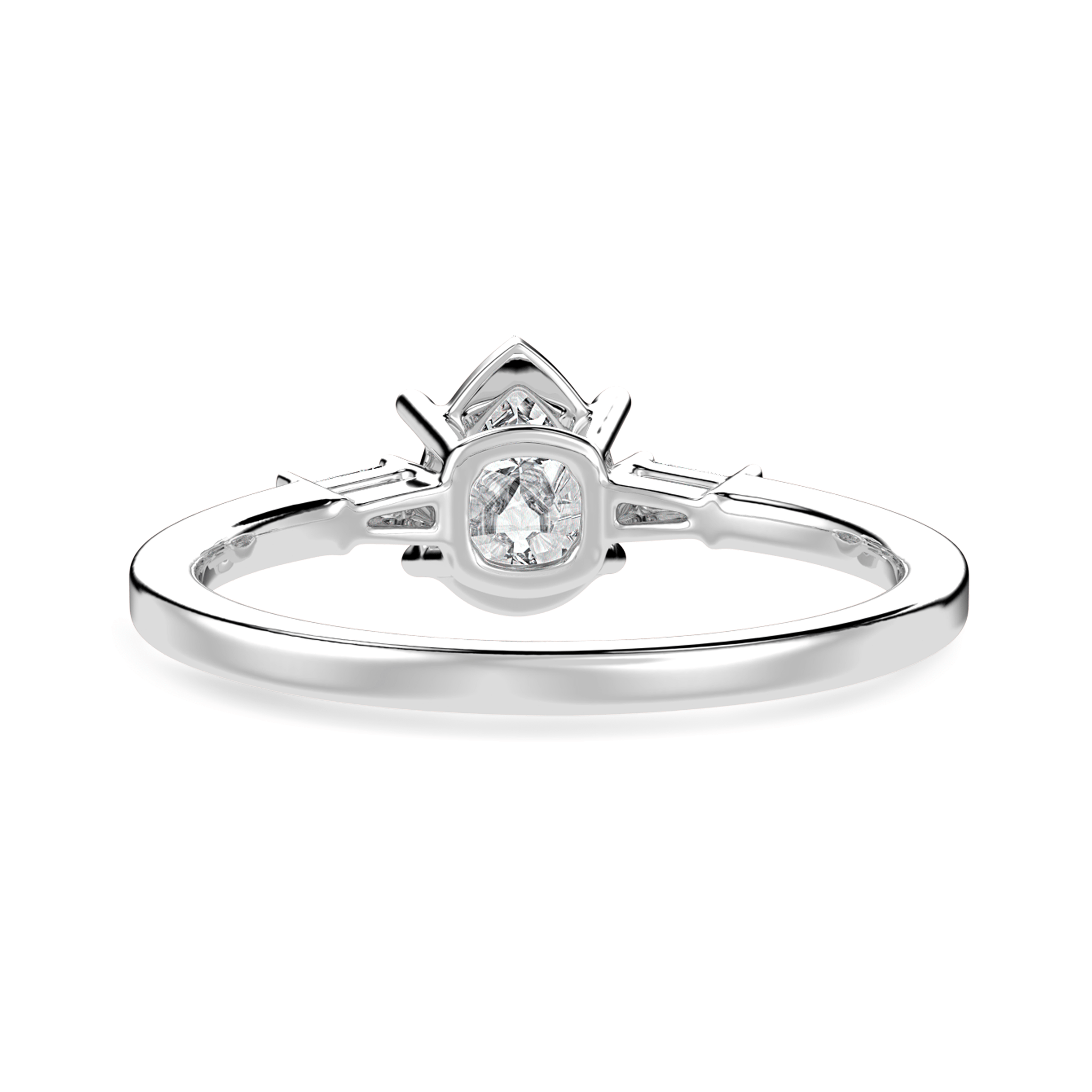 Jewelove™ Rings I VS / Women's Band only 30-Pointer Pear Cut Solitaire with Baguette Diamond Accents Platinum Ring JL PT 1227