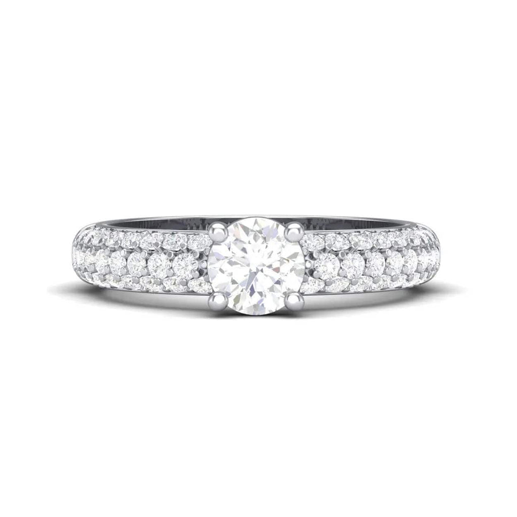 Jewelove™ Rings 30-Pointer Platinum Solitaire Engagement Ring with 3 Row Diamonds JL PT 462