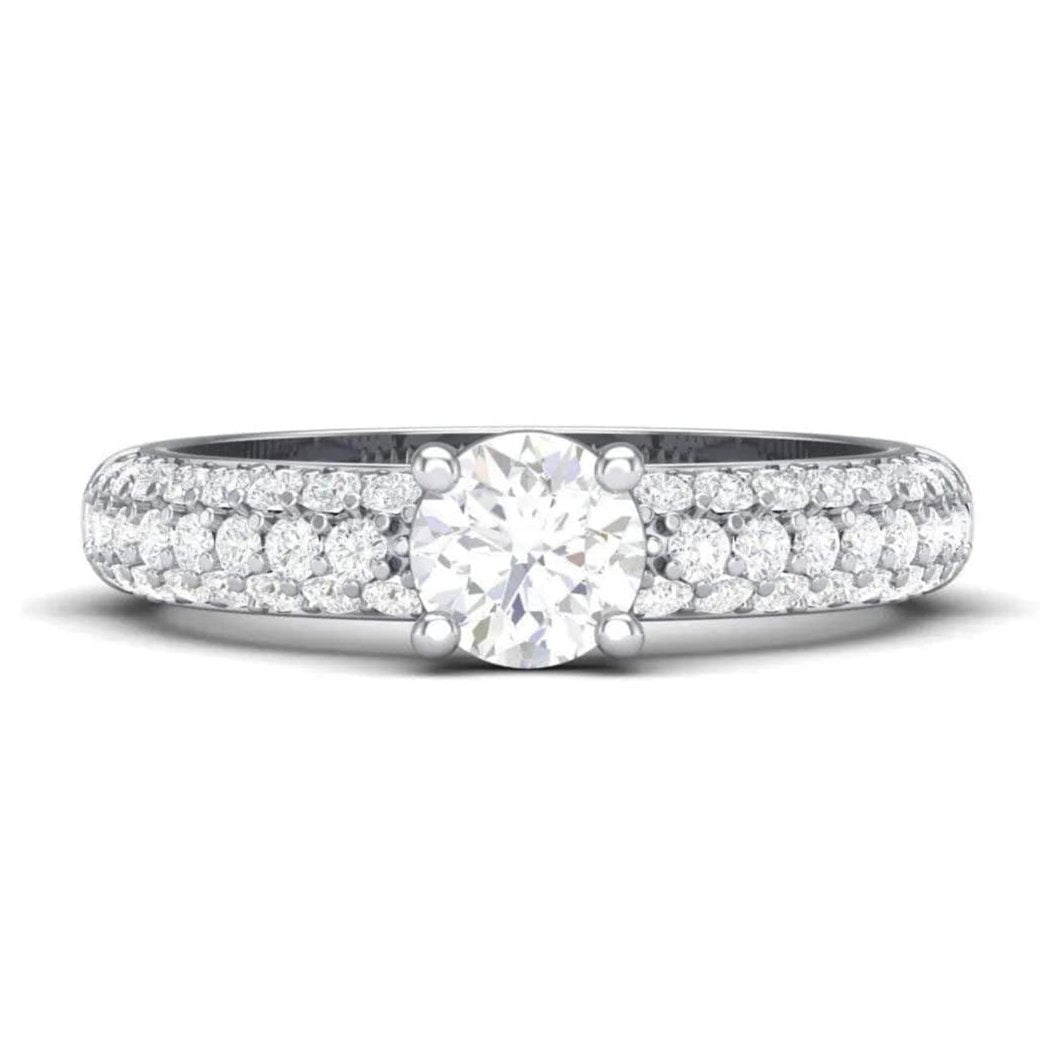 Jewelove™ Rings 30-Pointer Platinum Solitaire Engagement Ring with 3 Row Diamonds JL PT 462