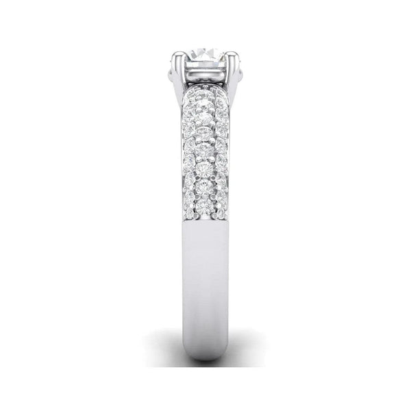 Jewelove™ Rings 30-Pointer Platinum Solitaire Engagement Ring with 3 Row Diamonds JL PT 462