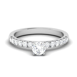 Jewelove™ Rings 30 Pointer Platinum Solitaire Engagement Ring with Diamond Shank for Women JL PT 479