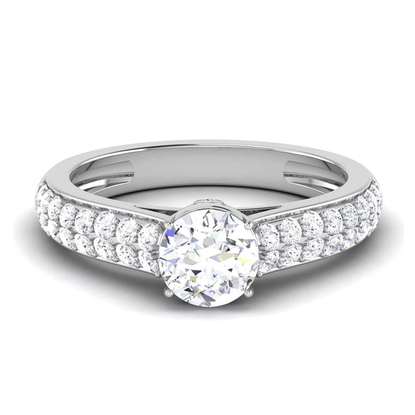 Jewelove™ Rings 30-Pointer Platinum Two Row Diamond Shank Solitaire Engagement Ring JL PT 6989