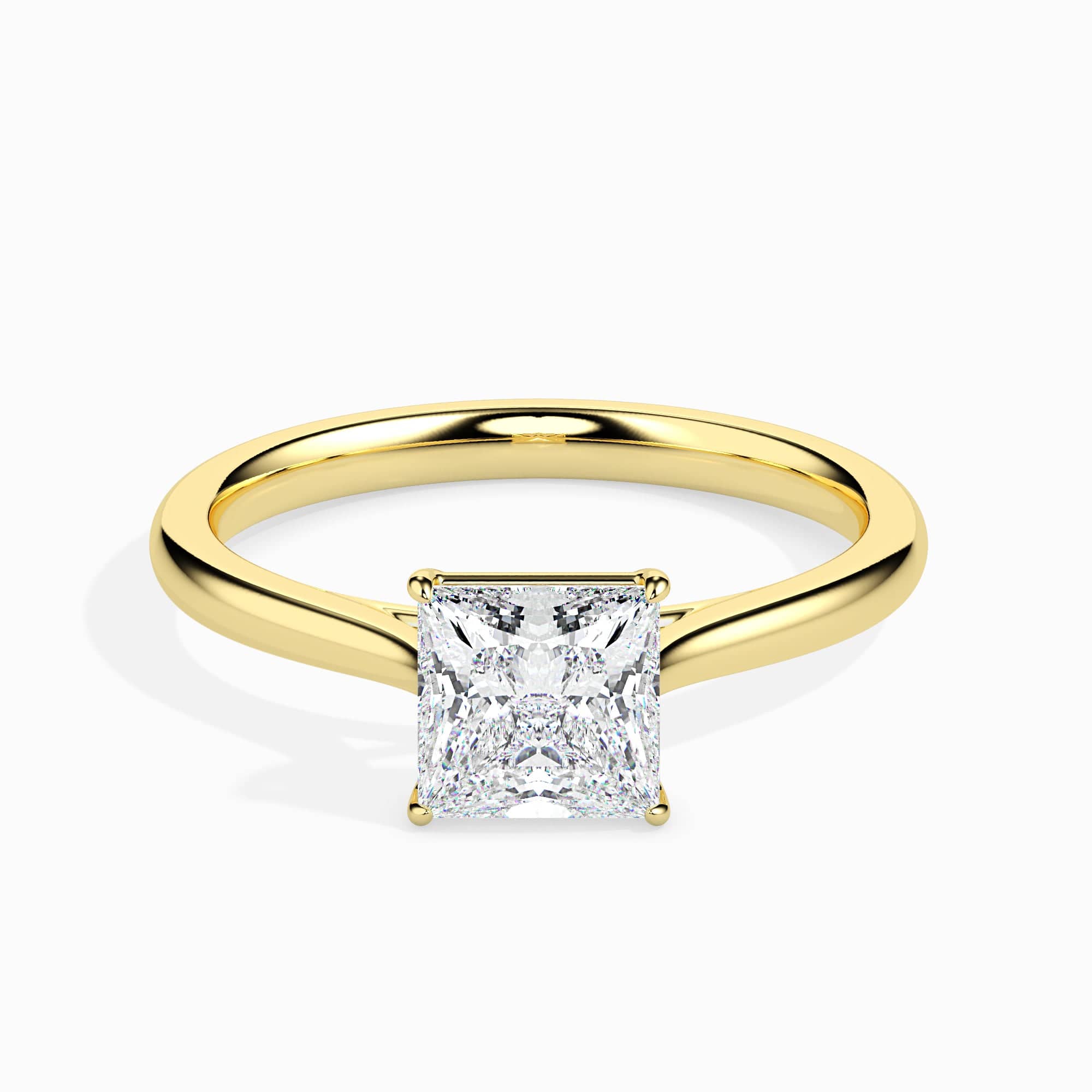 Jewelove™ Rings Women's Band only / VS I 30-Pointer Princess Cut Solitaire 18K Yellow Gold Ring JL AU 19002Y