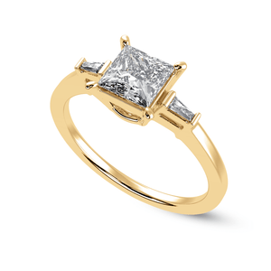 Jewelove™ Rings Women's Band only / VS I 30-Pointer Princess Cut Solitaire Baguette Diamond Assent 18K Yellow Gold Ring JL AU 1211Y