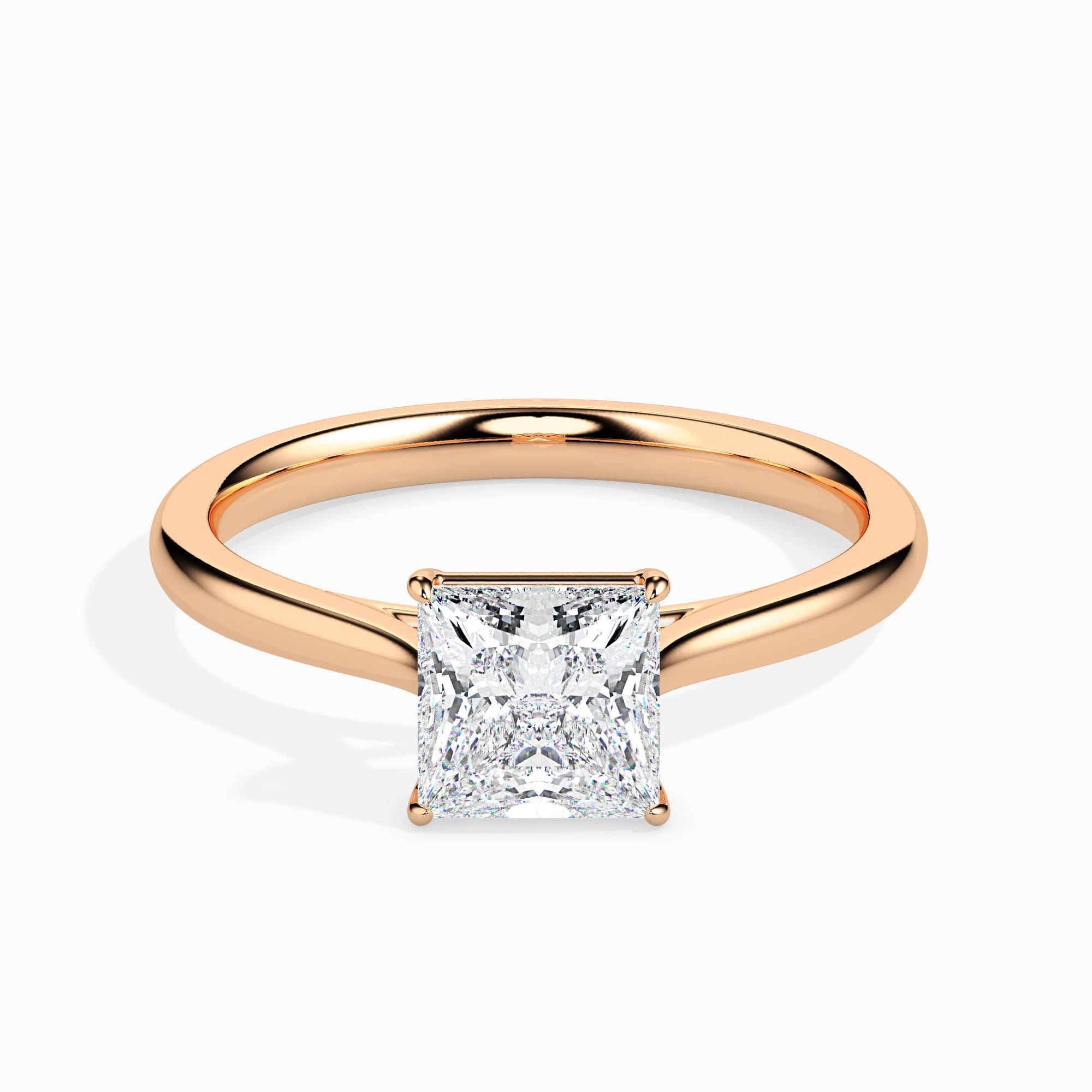 Jewelove™ Rings Women's Band only / VS I 30-Pointer Princess Cut Solitaire Diamond 18K Rose Gold Ring JL AU 19002R