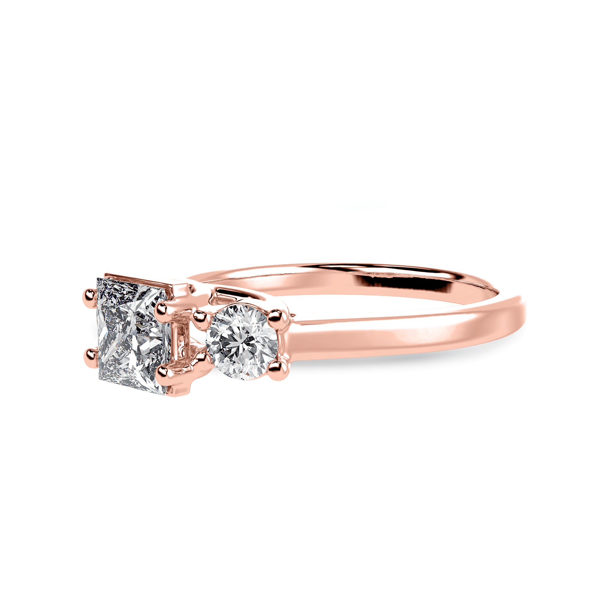 Jewelove™ Rings Women's Band only / VS I 30-Pointer Princess Cut Solitaire Diamond Accents 18K Rose Gold Ring JL AU 1230R