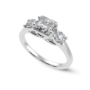 Jewelove™ Rings I VS / Women's Band only 30-Pointer Princess Cut Solitaire Diamond Accents Platinum Ring JL PT 1230