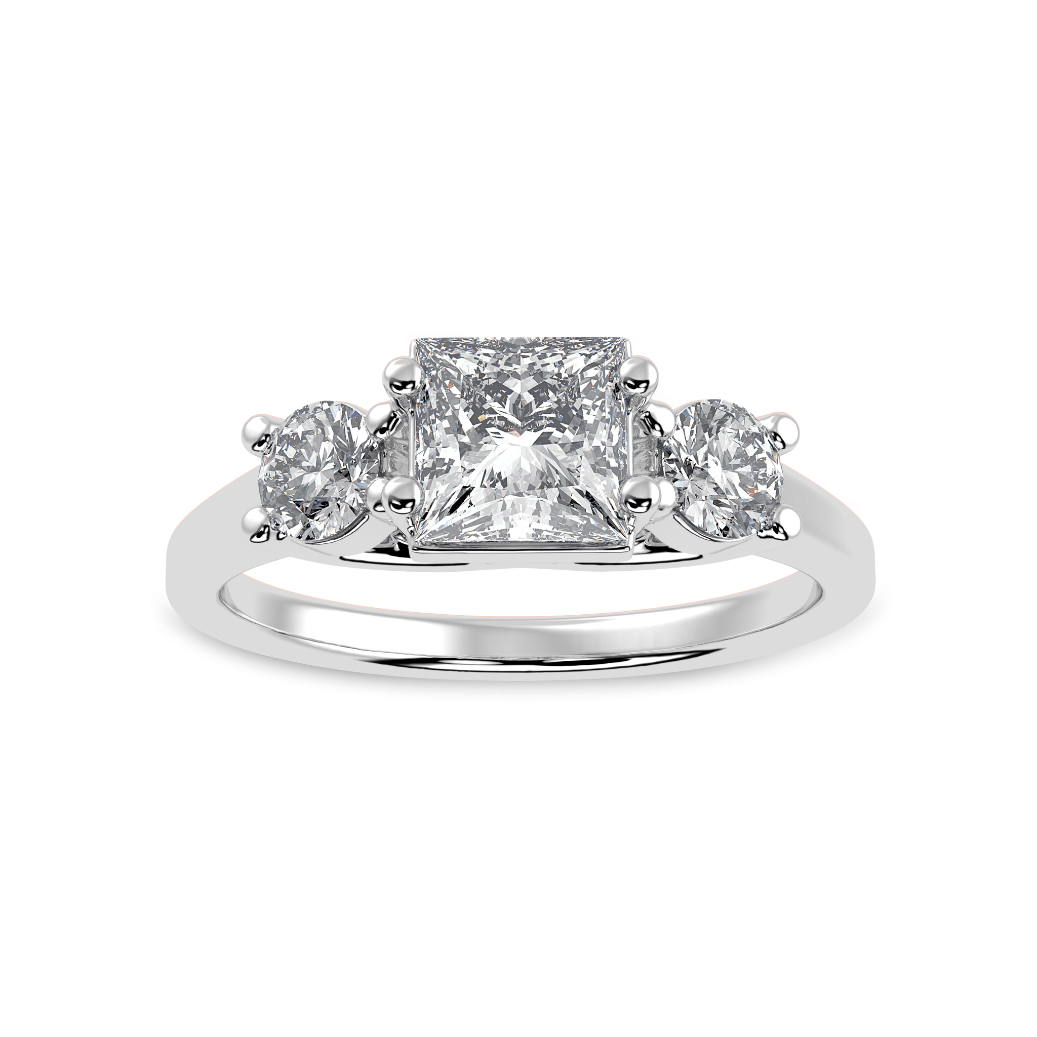 Jewelove™ Rings I VS / Women's Band only 30-Pointer Princess Cut Solitaire Diamond Accents Platinum Ring JL PT 1230