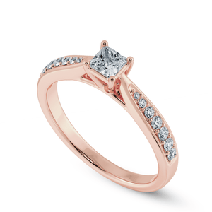 Jewelove™ Rings Women's Band only / VS I 30-Pointer Princess Cut Solitaire Diamond Shank 18K Rose Gold Ring JL AU 1285R