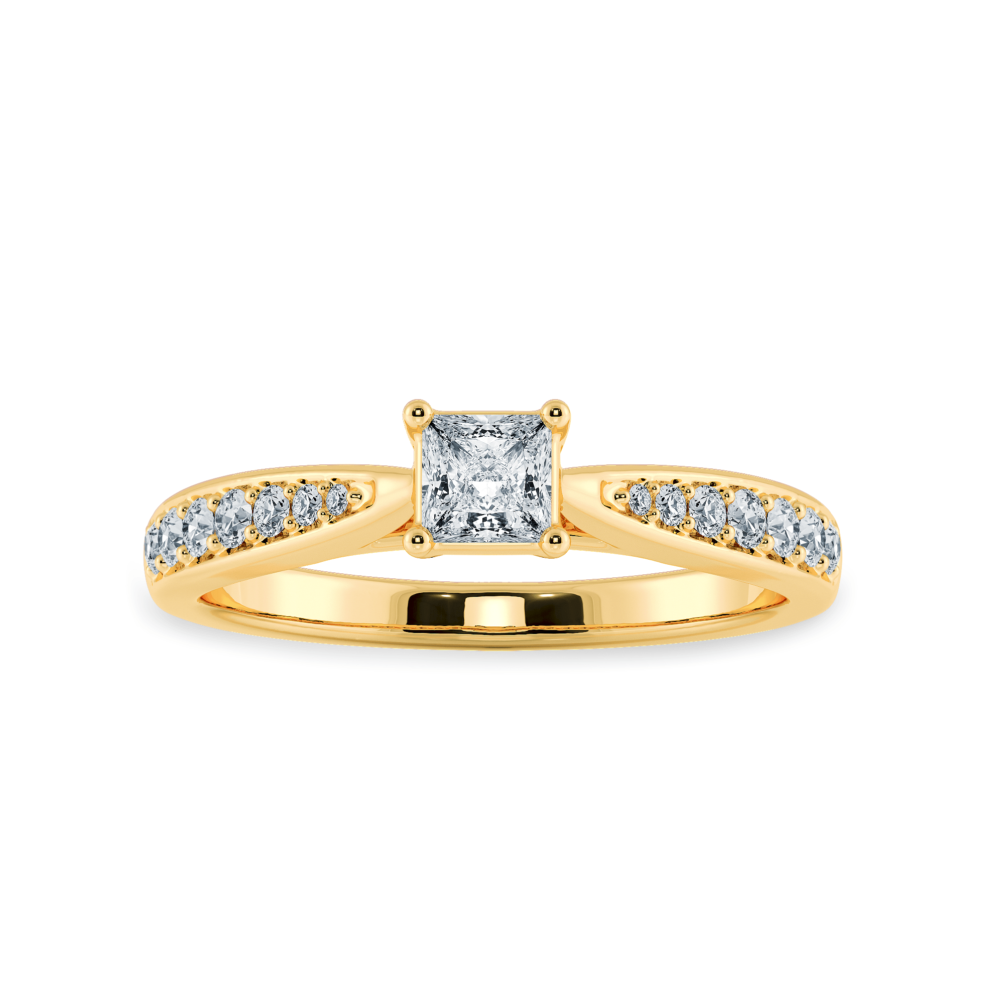 Jewelove™ Rings Women's Band only / VS I 30-Pointer Princess Cut Solitaire Diamond Shank 18K Yellow Gold Ring JL AU 1285Y