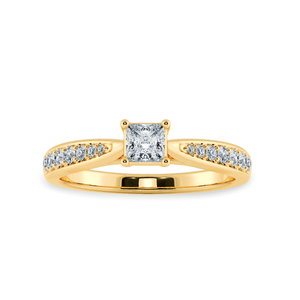 Jewelove™ Rings Women's Band only / VS I 30-Pointer Princess Cut Solitaire Diamond Shank 18K Yellow Gold Ring JL AU 1285Y