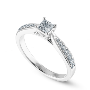 Jewelove™ Rings I VS / Women's Band only 30-Pointer Princess Cut Solitaire Diamond Shank Platinum Ring JL PT 1285