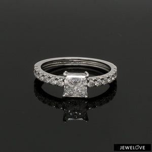 Jewelove™ Rings I VS / Women's Band only 30-Pointer Princess Cut Solitaire Diamond Shank Platinum Ring JL PT 1313