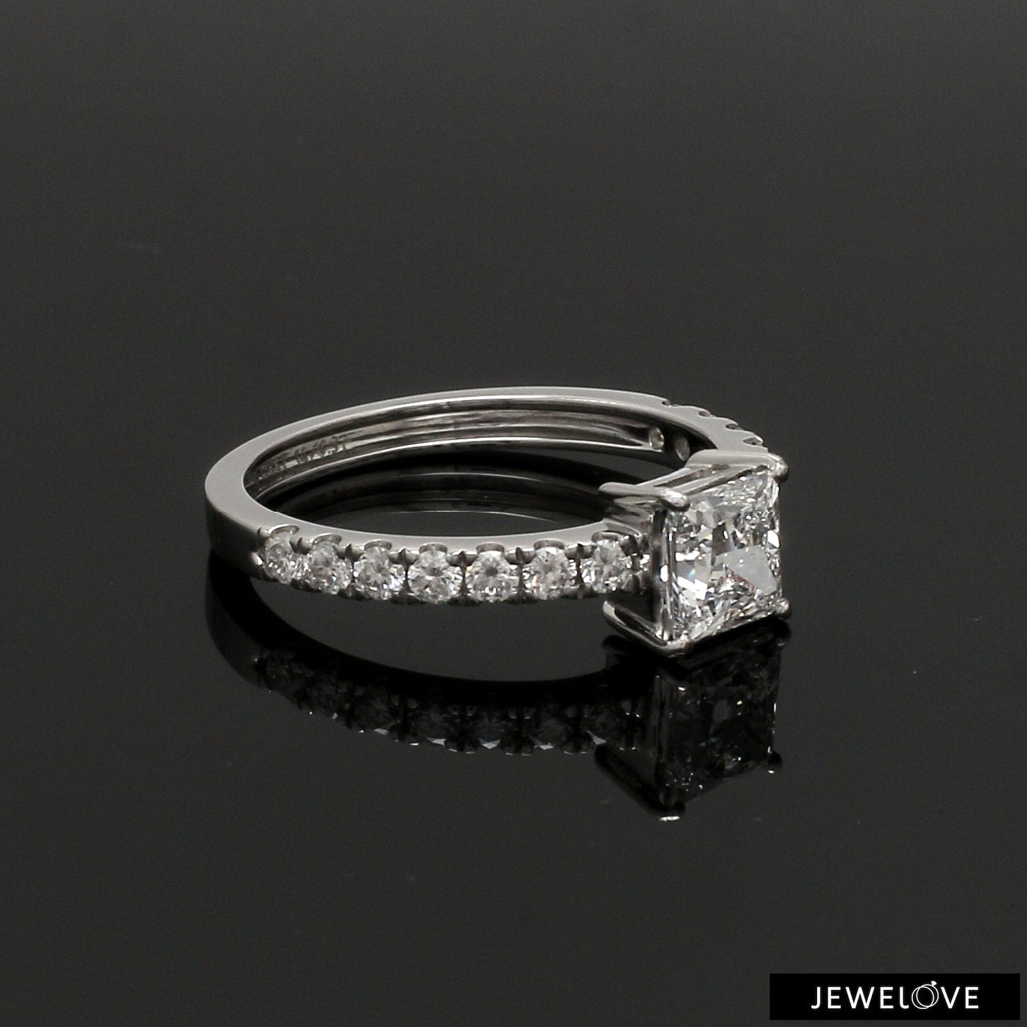 Jewelove™ Rings I VS / Women's Band only 30-Pointer Princess Cut Solitaire Diamond Shank Platinum Ring JL PT 1313