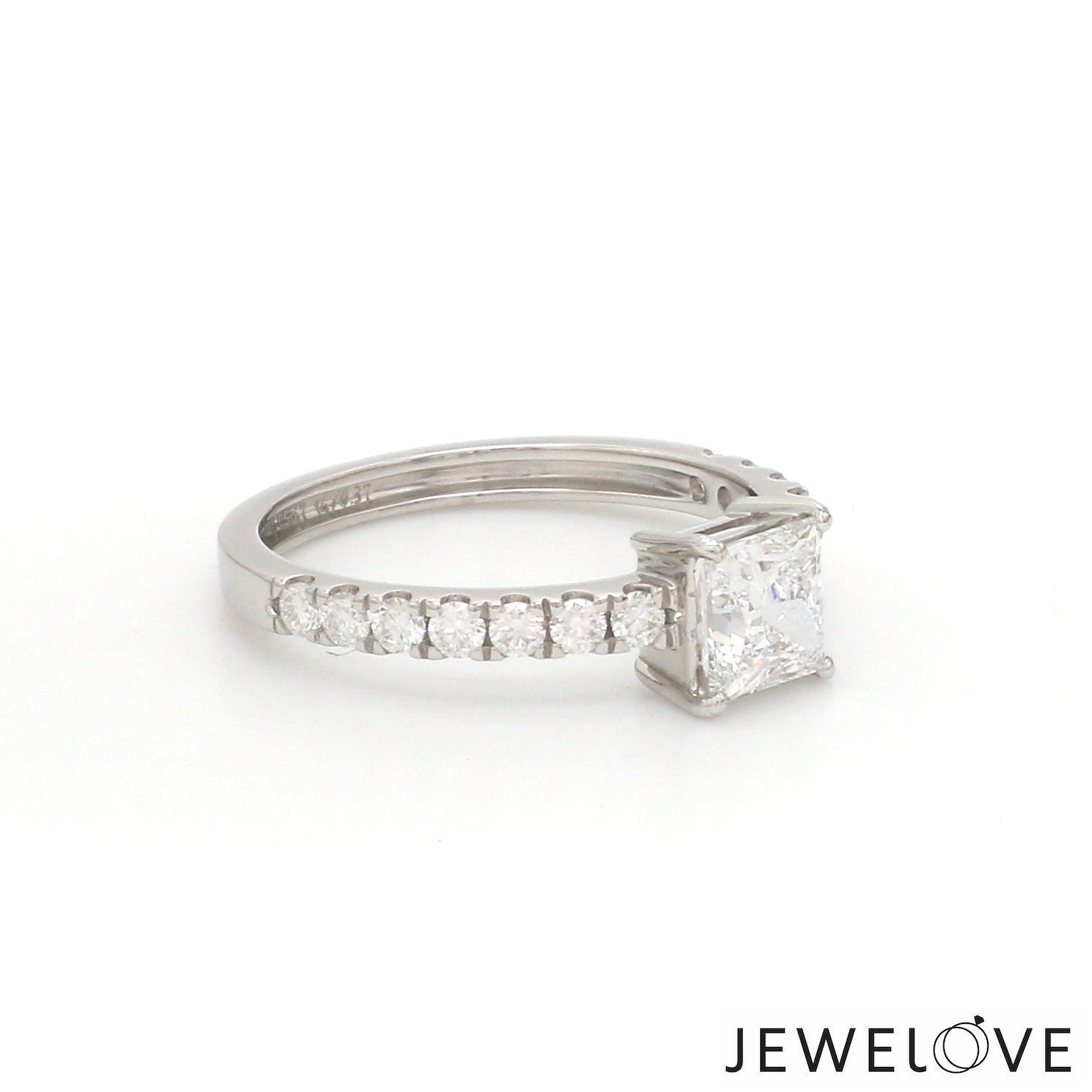 Jewelove™ Rings I VS / Women's Band only 30-Pointer Princess Cut Solitaire Diamond Shank Platinum Ring JL PT 1313