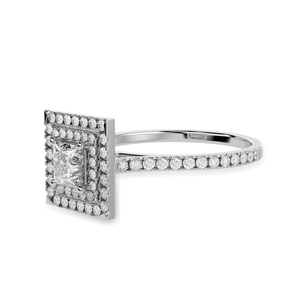 Jewelove™ Rings I VS / Women's Band only 30-Pointer Princess Cut Solitaire Double Halo Diamond Shank Platinum Ring JL PT 1170