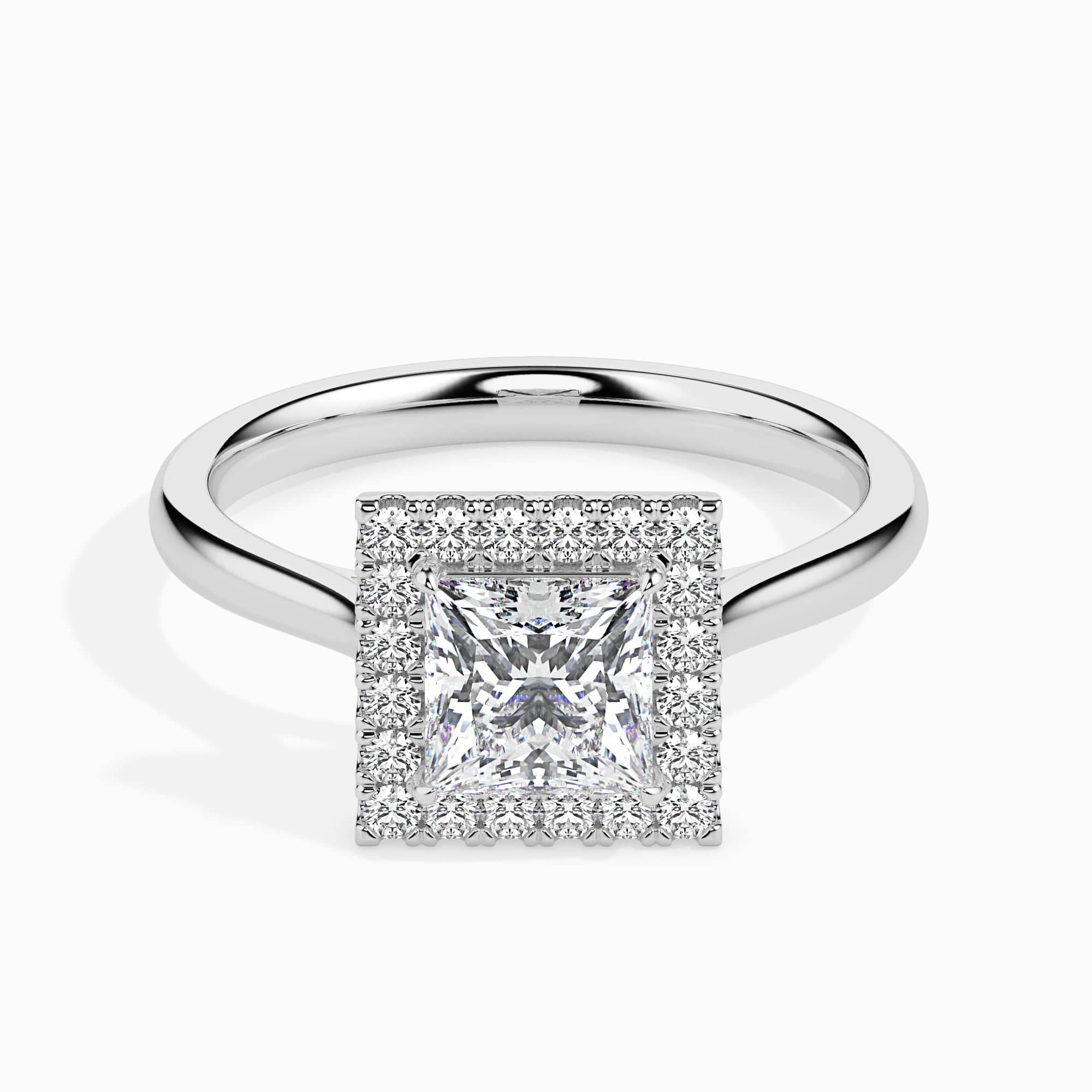 Jewelove™ Rings I VS / Women's Band only 30-Pointer Princess Cut Solitaire Halo Diamond Platinum Ring JL PT 19022